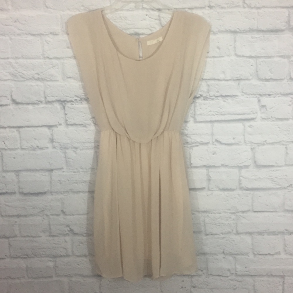 Lush Cream Tan Lined Dress Size XS